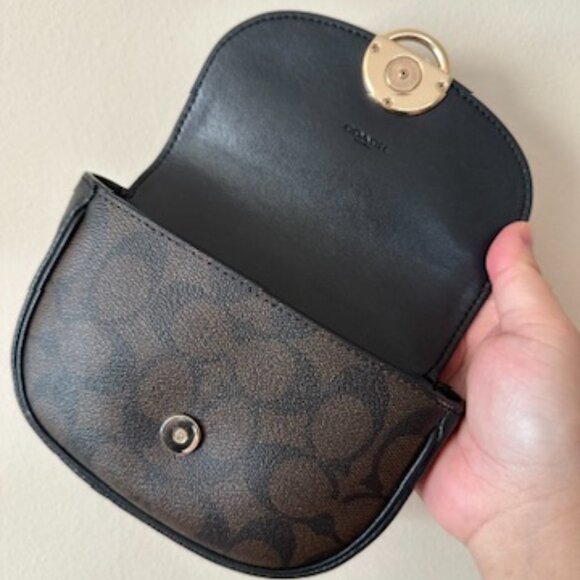 NWT! RARE! Coach F88007 Jade Mini Belt Bag In Signature Canvas & Brown Black - Picture 7 of 13